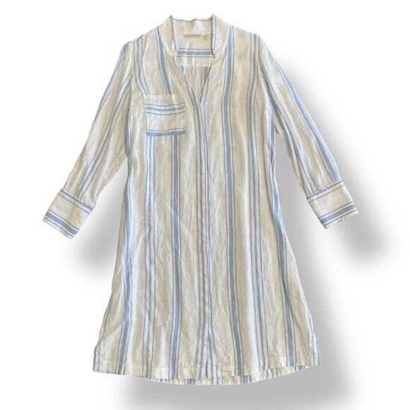 Soft Surroundings Striped Shirt Dress Womens Size‎ M Blue White Lagenlook - Picture 1 of 8